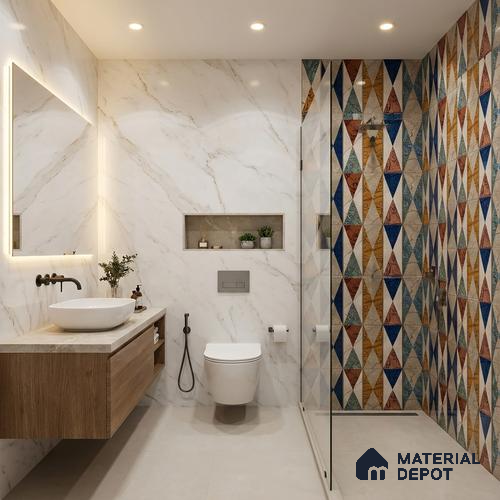 Highlighter Wall Tile TL 06468 G R Amora Brown Multi HL 2 ft x 1 ft Ceramic Glossy Finish - 8 mm | Suitable for Living Room, Kitchen & Bathroom