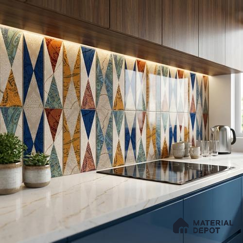 Highlighter Wall Tile TL 06468 G R Amora Brown Multi HL 2 ft x 1 ft Ceramic Glossy Finish - 8 mm | Suitable for Living Room, Kitchen & Bathroom
