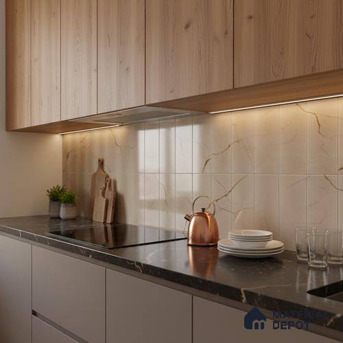 Highlighter Wall Tile TL 06468 H R Amora Brown HL 2 ft x 1 ft Ceramic Glossy Finish - 8 mm | Suitable for Living Room, Kitchen & Bathroom