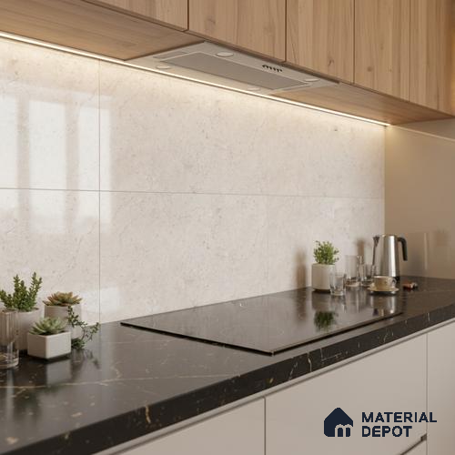 Marble Wall Tile TL 06470 Costa White 2 ft x 1 ft Ceramic Glossy Finish - 8 mm | Suitable for Living Room, Kitchen & Bathroom