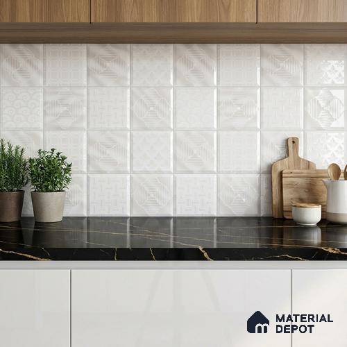 Faux Subway Wall Tile TL 06473 R Septon White 2 ft x 1 ft Ceramic Glossy Finish - 8 mm | Suitable for Living Room, Kitchen & Bathroom
