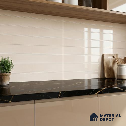 Plain Wall Tile TL 06476 Keradon LT 2 ft x 1 ft Ceramic Glossy Finish - 8 mm | Suitable for Living Room, Kitchen & Bathroom