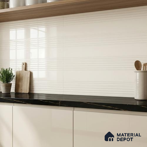 Patterned Wall Tile TL 06478 Hemlin LT 2 ft x 1 ft Ceramic Glossy Finish - 8 mm | Suitable for Living Room, Kitchen & Bathroom | Please Expect a Slight Variation of Pattern