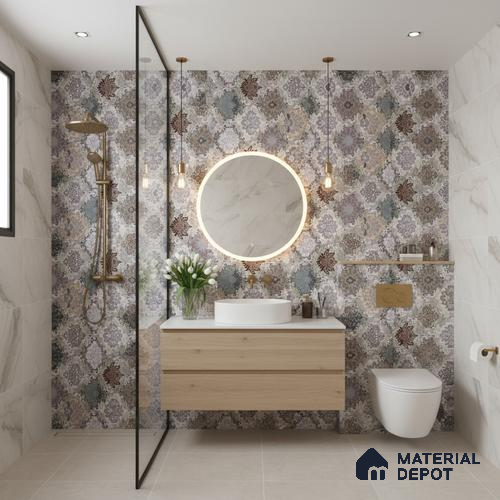 Highlighter Wall Tile TL 06479 F S Vista Gray Decor 2 ft x 1 ft Ceramic Matte Finish - 8 mm | Suitable for Living Room, Kitchen & Bathroom