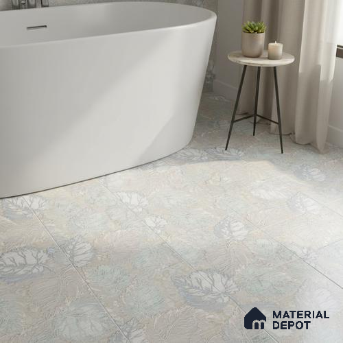 Patterned Floor Tile TL 06504 E 12 inch x 12 inch Ceramic Sugar Finish - 8 mm | Suitable for Bathroom, Kitchen | Please Expect a Slight Variation of Pattern