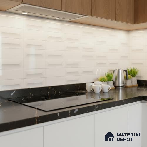 Faux Subway Wall Tile TL 06507 B White 1599 24 inch x 12 inch Ceramic Glossy Finish - 8 mm | Suitable for Accent / Feature Walls, Bathroom, Kitchen Wall & Backsplashes | Please Expect a Slight Variation of Pattern