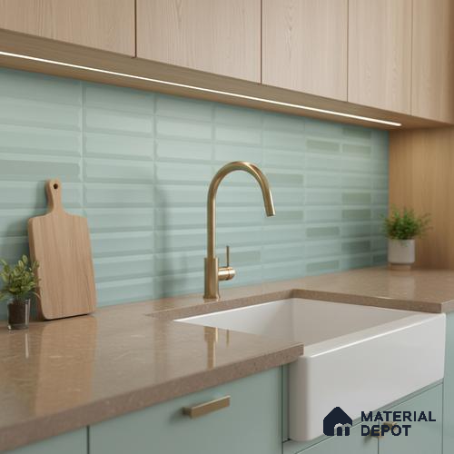 Faux Subway Highlighter Wall Tile TL 06521 C NG Senso Aqua HL 2 ft x 1 ft Ceramic Matte Finish - 8 mm | Suitable for Living Room, Kitchen & Bathroom