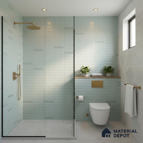 Faux Subway Highlighter Wall Tile TL 06521 C NG Senso Aqua HL 2 ft x 1 ft Ceramic Matte Finish - 8 mm | Suitable for Living Room, Kitchen & Bathroom