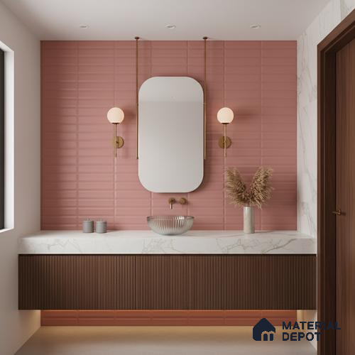 Faux Subway Highlighter Wall Tile TL 06521 D NG Senso Pink HL 2 ft x 1 ft Ceramic Matte Finish - 8 mm | Suitable for Living Room, Kitchen & Bathroom