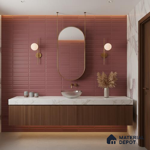 Faux Subway Highlighter Wall Tile TL 06521 E NG Senso Magenta HL 2 ft x 1 ft Ceramic Matte Finish - 8 mm | Suitable for Living Room, Kitchen & Bathroom