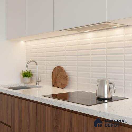 Faux Subway Highlighter Wall Tile TL 06521 F NG Senso White HL 2 ft x 1 ft Ceramic Matte Finish - 8 mm | Suitable for Living Room, Kitchen & Bathroom