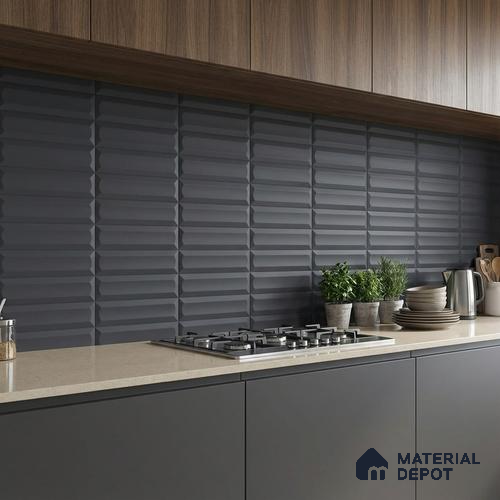 Faux Subway Highlighter Wall Tile TL 06521 G NG Senso Black HL 2 ft x 1 ft Ceramic Matte Finish - 8 mm | Suitable for Living Room, Kitchen & Bathroom