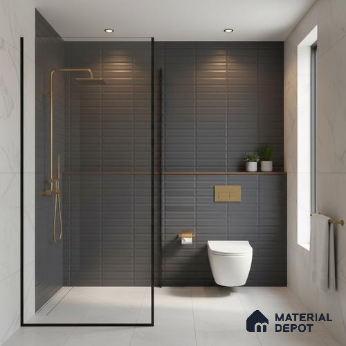 Faux Subway Highlighter Wall Tile TL 06521 G NG Senso Black HL 2 ft x 1 ft Ceramic Matte Finish - 8 mm | Suitable for Living Room, Kitchen & Bathroom