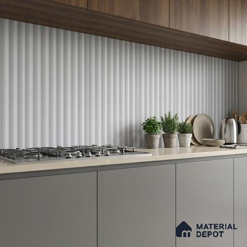 Subway Fluted Wall Tile TL 06522 B Pigmento White 2 ft x 1 ft Ceramic Matte Finish - 8 mm | Suitable for Kitchen & Bathroom | Please Expect a Slight Variation of Pattern