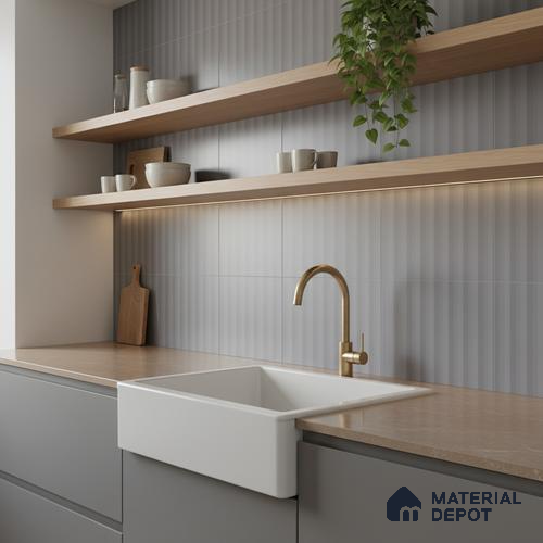 Subway Fluted Wall Tile TL 06522 F Pigmento Grey 2 ft x 1 ft Ceramic Matte Finish - 8 mm | Suitable for Kitchen & Bathroom | Please Expect a Slight Variation of Pattern