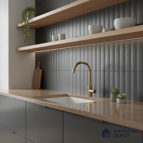 Subway Fluted Wall Tile TL 06522 G Pigmento Black 2 ft x 1 ft Ceramic Matte Finish - 8 mm | Suitable for Kitchen & Bathroom | Please Expect a Slight Variation of Pattern