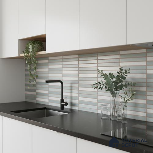 Faux Subway Wall Tile TL 06523 B NG Zuliya Aqua HL 2 ft x 1 ft Ceramic Matte Finish - 8 mm | Suitable for Living Room, Kitchen & Bathroom