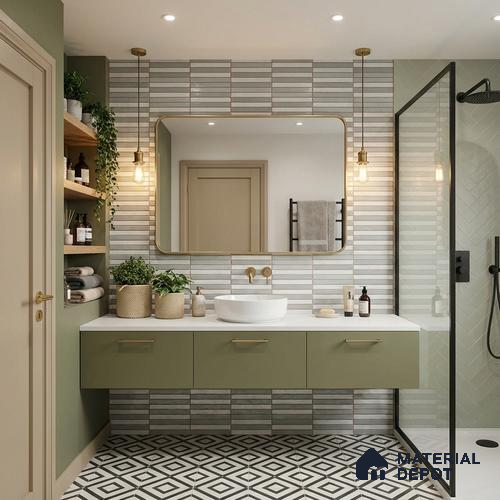 Faux Subway Wall Tile TL 06523 B NG Zuliya Aqua HL 2 ft x 1 ft Ceramic Matte Finish - 8 mm | Suitable for Living Room, Kitchen & Bathroom