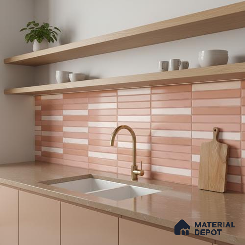 Faux Subway Wall Tile TL 06523 D NG Zuliya Pink HL 2 ft x 1 ft Ceramic Matte Finish - 8 mm | Suitable for Living Room, Kitchen & Bathroom