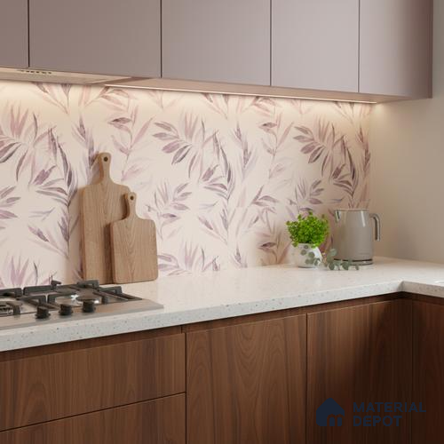 Floral Wall Tile TL 06526 X NG Mandavi Royal Pink Leaf B 2 ft x 1 ft Ceramic Matte Finish - 8 mm | Suitable for Living Room, Kitchen & Bathroom | Please Expect a Slight Variation of Pattern