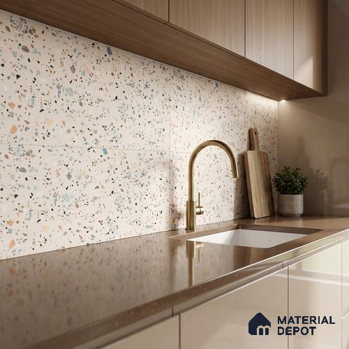 Terrazzo Wall Tile TL 06527 B G Gobi Beige 2 ft x 1 ft Ceramic Matte Finish - 8 mm | Suitable for Living Room, Kitchen & Bathroom