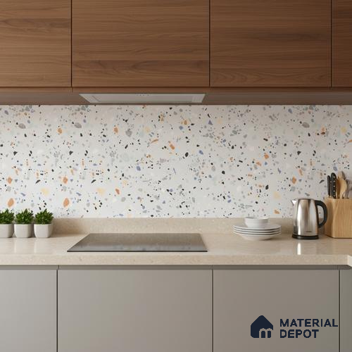 Terrazzo Wall Tile TL 06527 D G Gobi Bianco 2 ft x 1 ft Ceramic Matte Finish - 8 mm | Suitable for Living Room, Kitchen & Bathroom