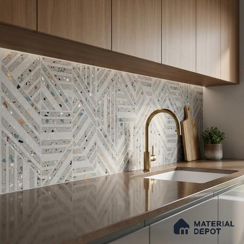 Terrazzo Wall Tile TL 06527 E G Gobi Gris HL 2 ft x 1 ft Ceramic Matte Finish - 8 mm | Suitable for Living Room, Kitchen & Bathroom