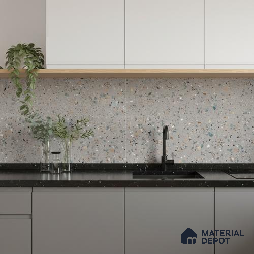 Terrazzo Wall Tile TL 06527 F G Gobi Gris 2 ft x 1 ft Ceramic Matte Finish - 8 mm | Suitable for Living Room, Kitchen & Bathroom