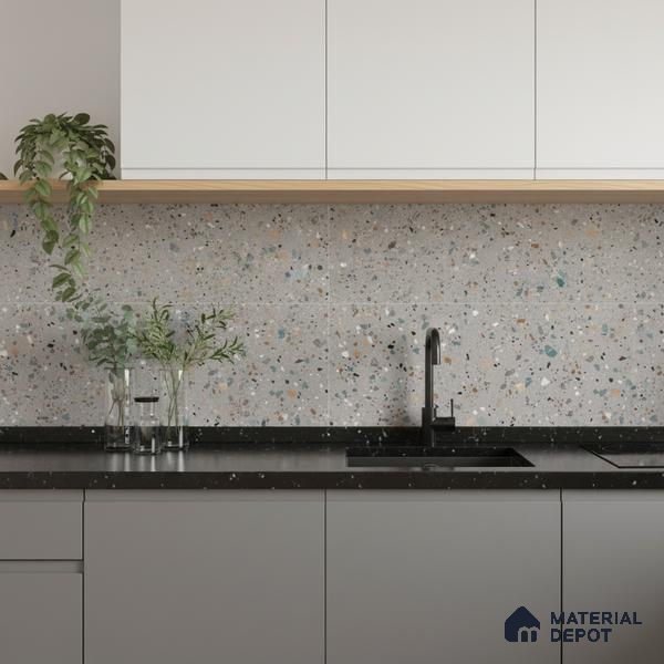 Terrazzo Wall Tile TL 06527 F G Gobi Gris 2 ft x 1 ft Ceramic Matte Finish - 8 mm | Suitable for Living Room, Kitchen & Bathroom