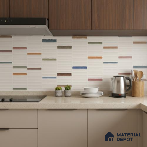 Highlighter Wall Tile TL 06529 E G Machio Beige HL 02 2 ft x 1 ft Ceramic Matte Finish - 8 mm | Suitable for Living Room, Kitchen & Bathroom