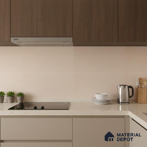 Plain Wall Tile TL 06530 L Berlin Beige 2 ft x 1 ft Ceramic Matte Finish - 8 mm | Suitable for Living Room, Kitchen & Bathroom