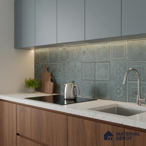 Patterned Wall Tile TL 06531 B G Lux Green Decor 2 ft x 1 ft Ceramic Matte Finish - 8 mm | Suitable for Kitchen, Bathroom & Balcony Walls