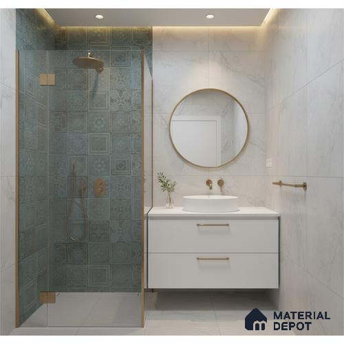 Patterned Wall Tile TL 06531 B G Lux Green Decor 2 ft x 1 ft Ceramic Matte Finish - 8 mm | Suitable for Kitchen, Bathroom & Balcony Walls