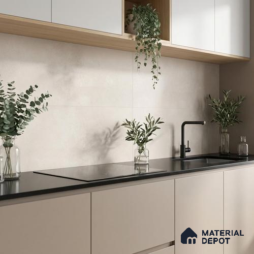 Plain Wall Tile TL 06532 Tipton Beige 2 ft x 1 ft Ceramic Matte Finish - 8 mm | Suitable for Living Room, Kitchen & Bathroom
