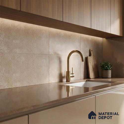 Stone Wall Tile TL 06534 C Zebo Brown 2 ft x 1 ft Ceramic Matte Finish - 8 mm | Suitable for Living Room, Kitchen & Bathroom