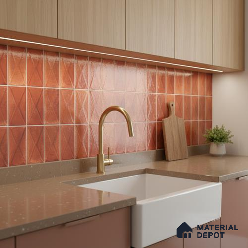 Highlighter Wall Tile TL 06537 E G Beleza Red 2 ft x 1 ft Ceramic Matte Finish - 8 mm | Suitable for Living Room, Kitchen & Bathroom