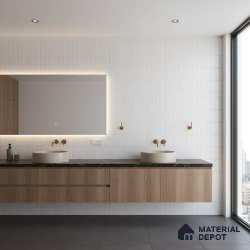 Faux Subway Wall Tile TL 06538 C L Zellige Mint HL 2 ft x 1 ft Ceramic Matte Finish - 8 mm | Suitable for Living Room, Kitchen & Bathroom