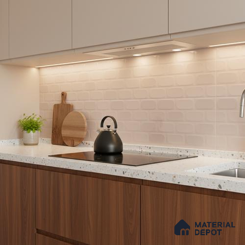 Faux Subway Wall Tile TL 06538 E L Zellige Pink HL 2 ft x 1 ft Ceramic Matte Finish - 8 mm | Suitable for Living Room, Kitchen & Bathroom