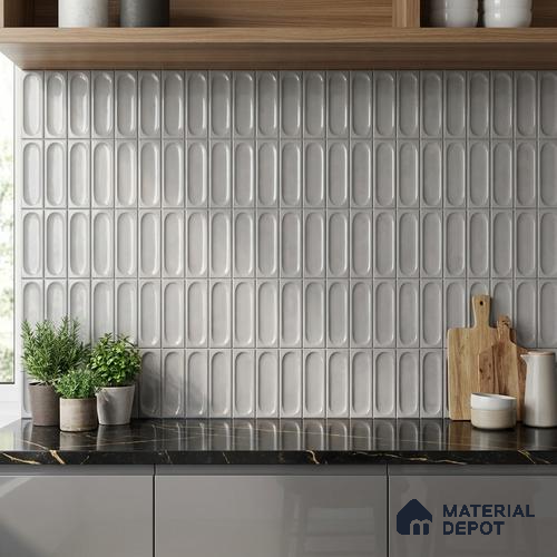 Faux Subway Wall Tile TL 06540 G Lorient Grey 2 ft x 1 ft Ceramic Glossy Finish - 8 mm | Suitable for Living Room, Kitchen & Bathroom
