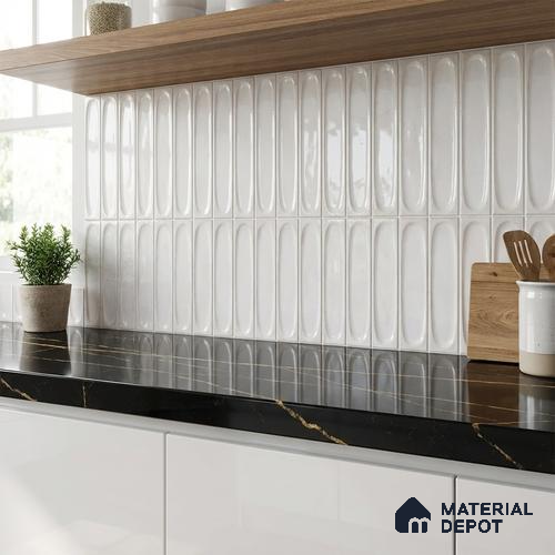Faux Subway Wall Tile TL 06540 H Lorient Blanco 2 ft x 1 ft Ceramic Glossy Finish - 8 mm | Suitable for Living Room, Kitchen & Bathroom