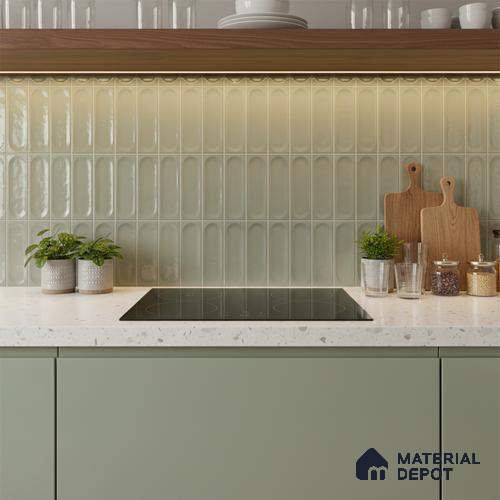 Faux Subway Wall Tile TL 06540 I Lorient Green 2 ft x 1 ft Ceramic Glossy Finish - 8 mm | Suitable for Living Room, Kitchen & Bathroom
