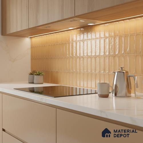 Faux Subway Wall Tile TL 06540 T Lorient Orange 2 ft x 1 ft Ceramic Glossy Finish - 8 mm | Suitable for Living Room, Kitchen & Bathroom