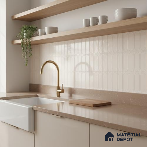 Faux Subway Wall Tile TL 06541 Liya Beige HL 2 ft x 1 ft Ceramic Matte Finish - 8 mm | Suitable for Living Room, Kitchen & Bathroom