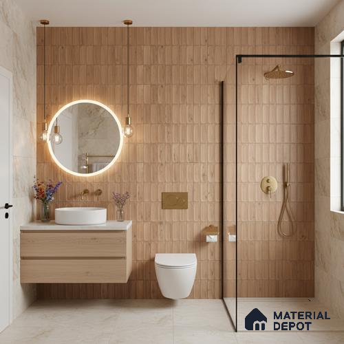 Faux Subway Wall Tile TL 06542 B Supreme Wood Brown 2 ft x 1 ft Ceramic Matte Finish - 8 mm | Suitable for Living Room, Kitchen & Bathroom