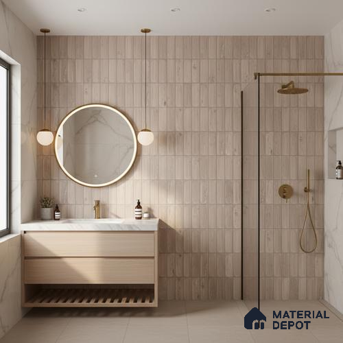 Faux Subway Wall Tile TL 06542 Supreme Wood Natural 2 ft x 1 ft Ceramic Matte Finish - 8 mm | Suitable for Living Room, Kitchen & Bathroom