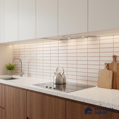 Subway Wall Tile TL 06543 B Mitica Blanco 2 ft x 1 ft Ceramic Matte Finish - 8 mm | Suitable for Kitchen & Bathroom | Please Expect a Slight Variation of Pattern