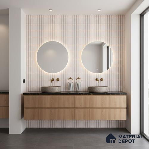 Subway Wall Tile TL 06543 B Mitica Blanco 2 ft x 1 ft Ceramic Matte Finish - 8 mm | Suitable for Kitchen & Bathroom | Please Expect a Slight Variation of Pattern