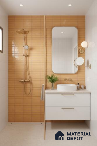 Subway Wall Tile TL 06543 C Mitica Orange 2 ft x 1 ft Ceramic Matte Finish - 8 mm | Suitable for Kitchen & Bathroom | Please Expect a Slight Variation of Pattern