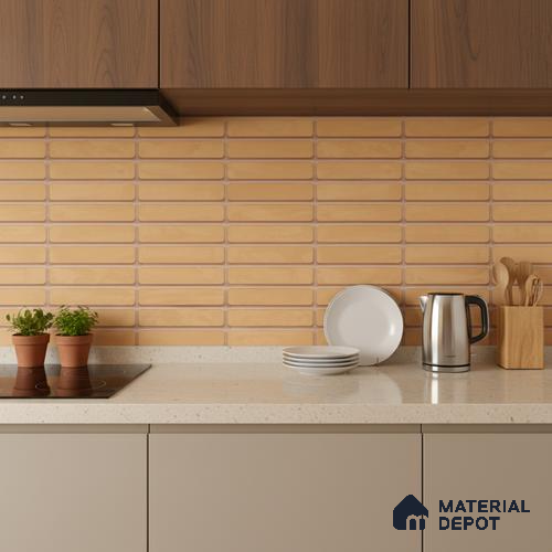 Subway Wall Tile TL 06543 C Mitica Orange 2 ft x 1 ft Ceramic Matte Finish - 8 mm | Suitable for Kitchen & Bathroom | Please Expect a Slight Variation of Pattern