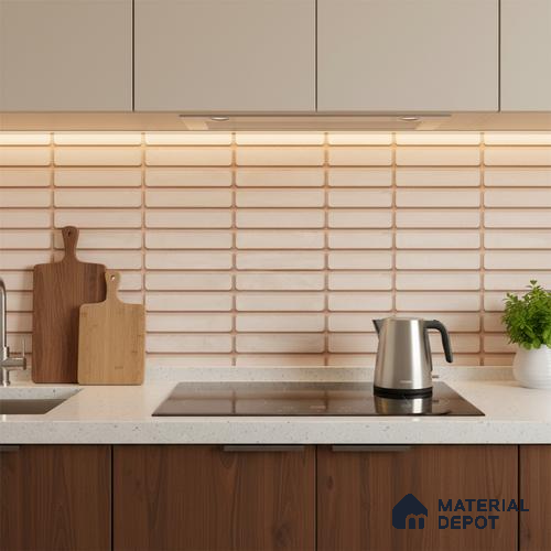 Subway Wall Tile TL 06543 D Mitica Beige 2 ft x 1 ft Ceramic Matte Finish - 8 mm | Suitable for Kitchen & Bathroom | Please Expect a Slight Variation of Pattern